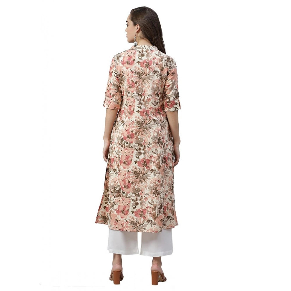Generic Women's Cotton Printed Floral Print Kurti (Multicolor, Cotton)