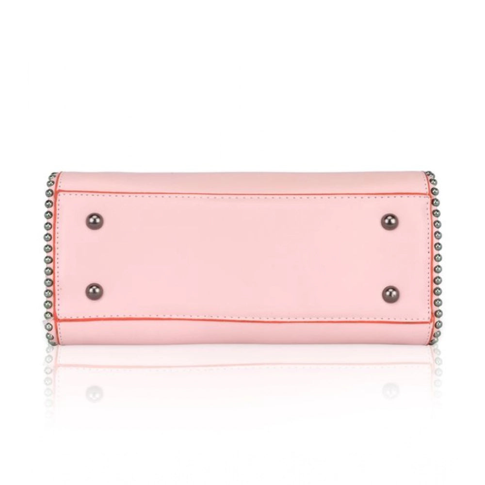 Generic Women's Faux Leather Metal Beads Handbag (Pink)