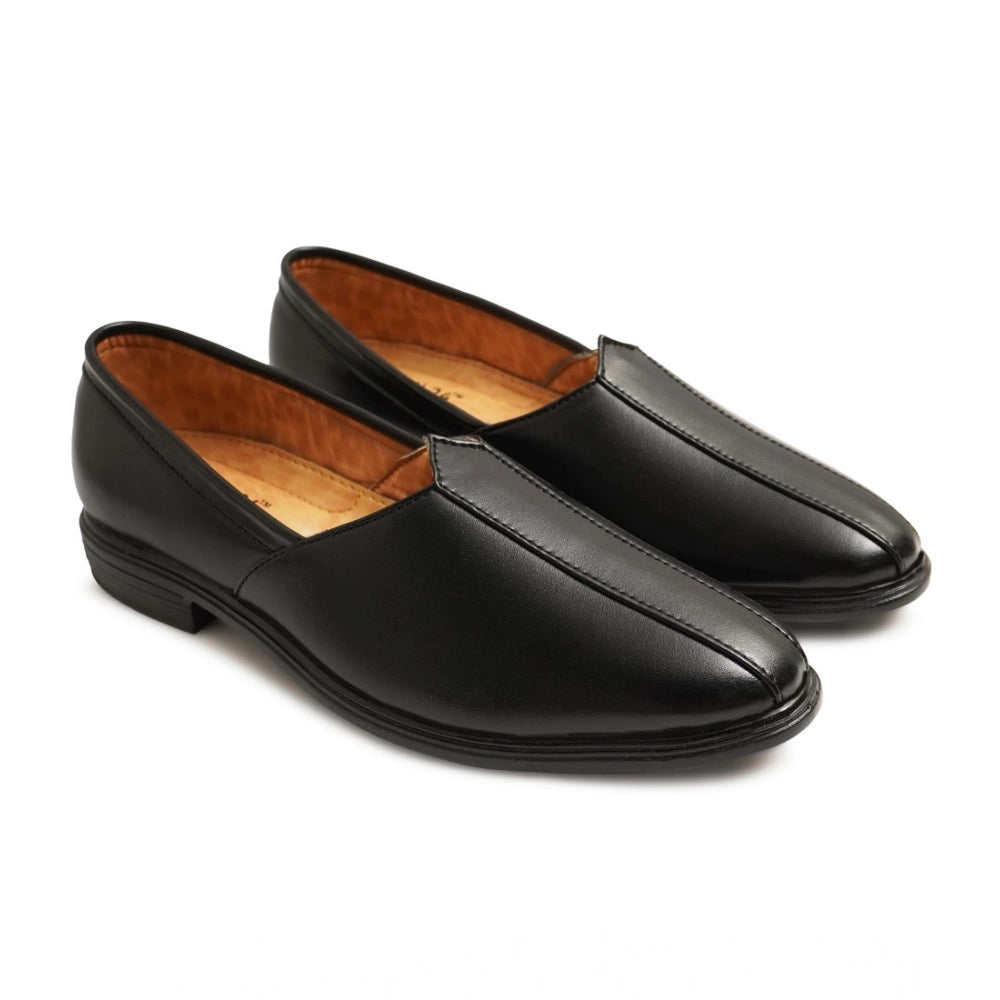Generic Men's Casual Faux Leather Solid Slip-on Formal Shoes (Black)