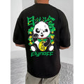 Generic Men's Casual Cotton Blend Printed Round Neck Half Sleeve T-Shirt (Black)