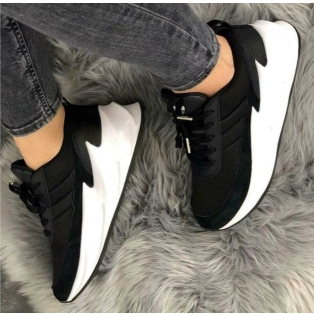 Generic Men's Casual Synthetic Lace-ups Casual Shoes (Black)