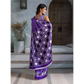 Generic Women's Satin Crepe Printed Saree With Unstitched Blouse 5.5Mtr (Purple)