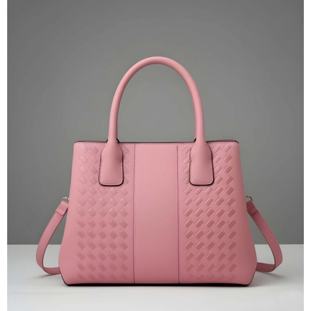 Generic Women's PU Leather Solid Shoulder Zipper Handbag (Pink)