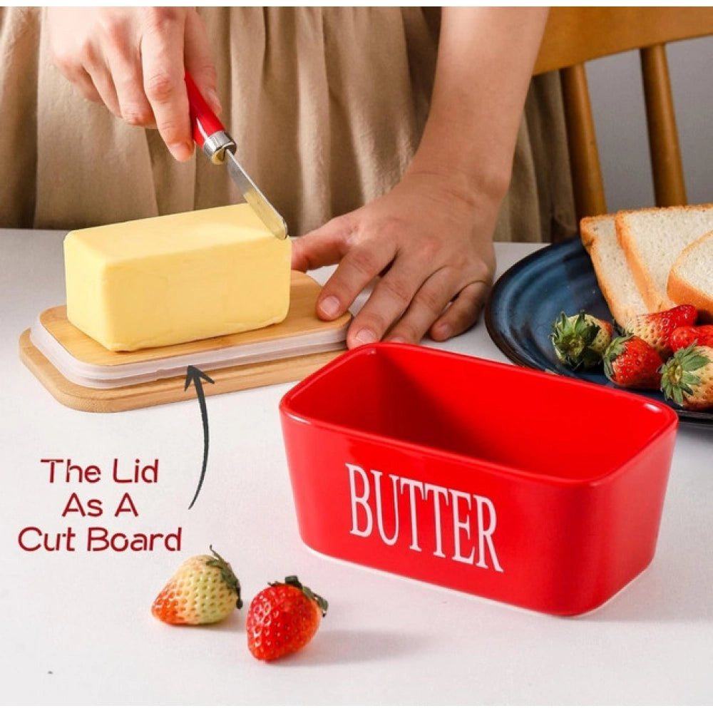 Generic Ceramic Butter Box (Red)