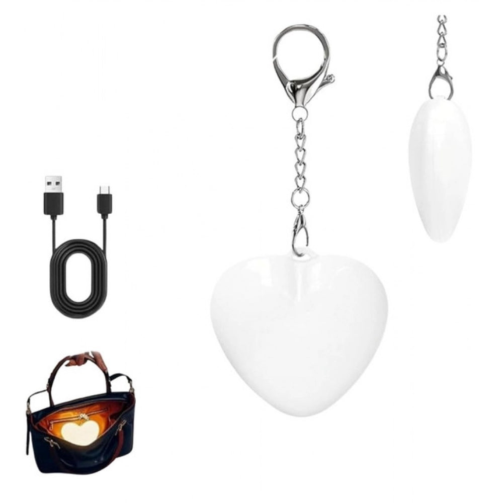 Generic Heart Shaped Purse Light Keychain (White)